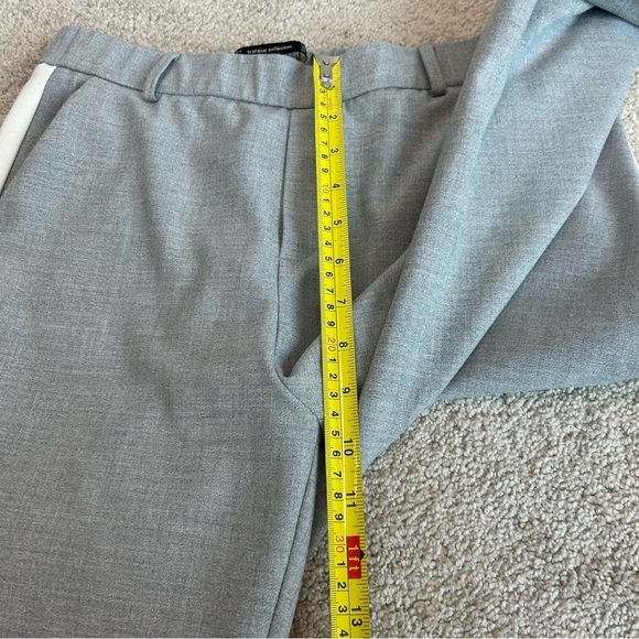 ZARA light gray Chino Trousers With white Side Stripe tuxedo dress pants Sz S - Picture 7 of 11